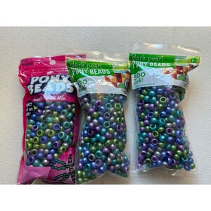 New 3 bags - total 1500 Pony Beads Large Hole Dark Pearl Mix
